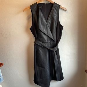 Asymmetrical leather BCBG shirt dress.